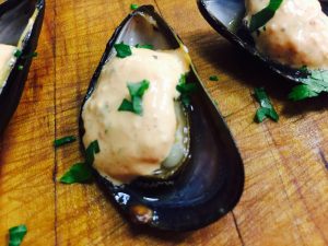 Individual Chilled Mussels Provencal with Saffron Mayonnaise