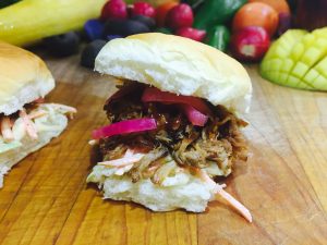 Mini Pulled Pork Sliders with Smokey Slaw and In-House Pickled Red Onions