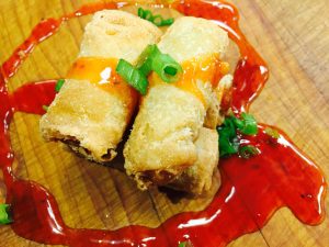 Vegetarian Egg Rolls Served with Plum Dipping Sauce
